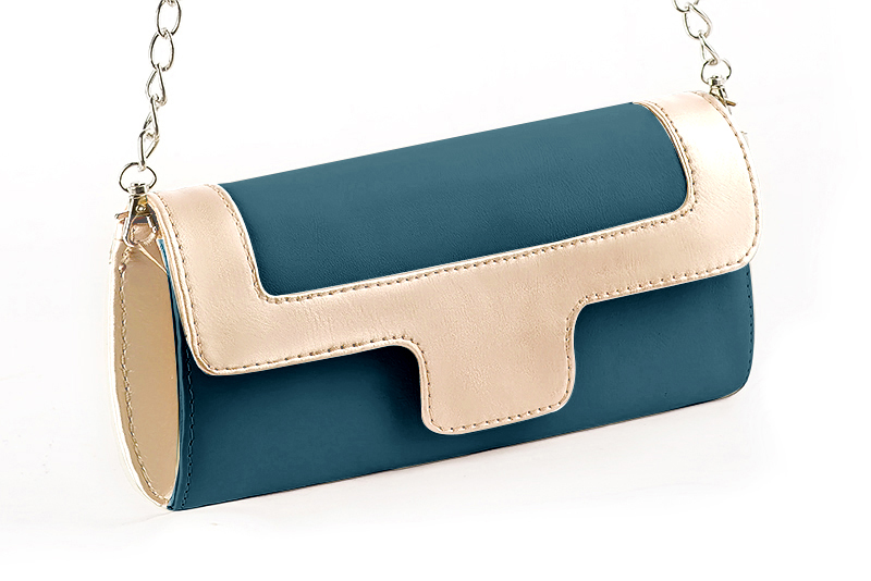 Peacock blue and gold luxurious elegant clutch for ceremonies, weddings and evenings out.